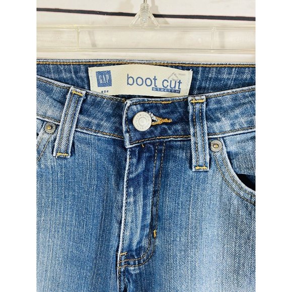 Gap Bootcut Womens Blue Jean Shorts Sz 1 Long Denim Ladies Capris 14” Inseam - Picture 4 of 6